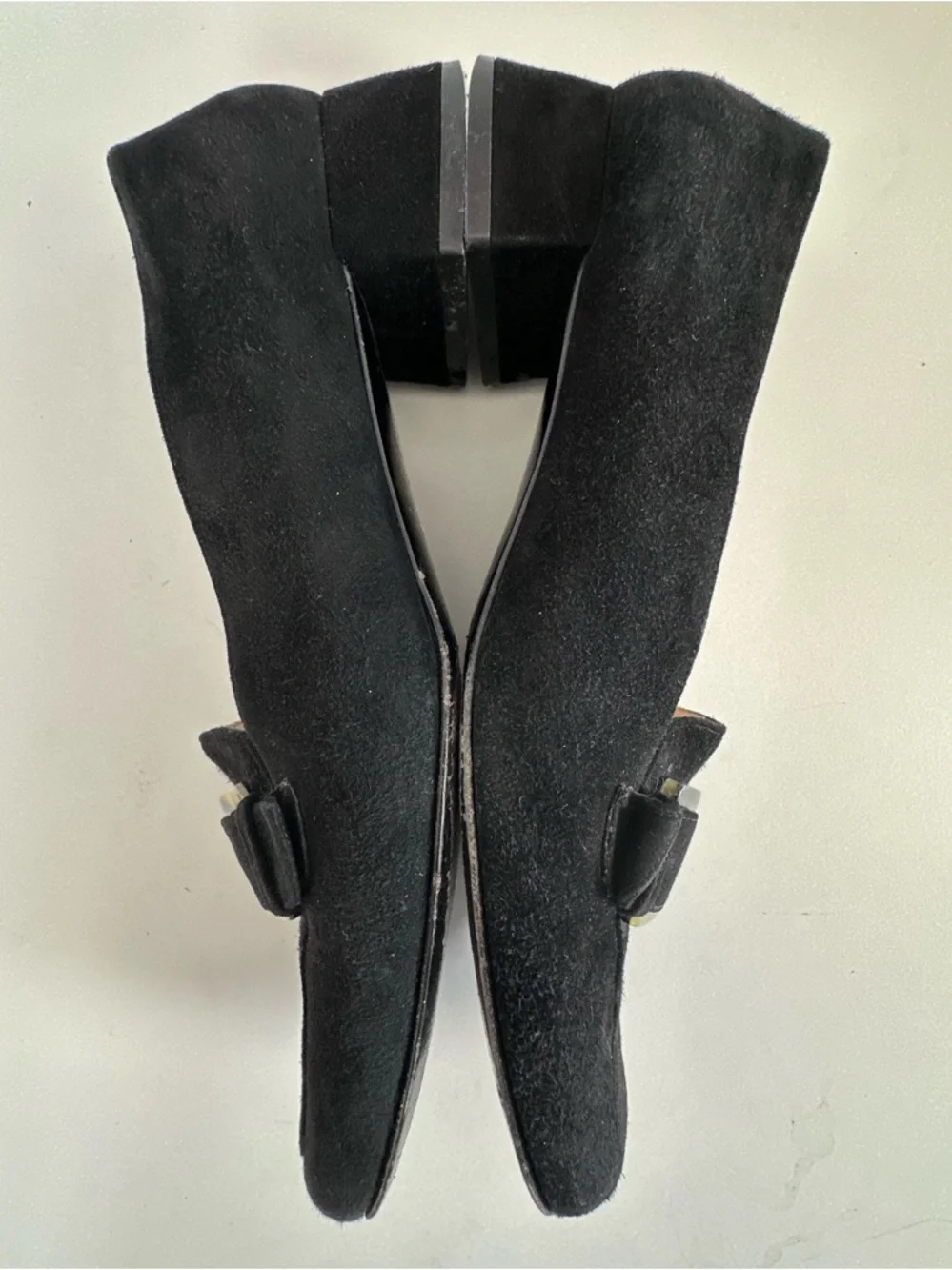 $950 SALVATORE FERRAGAMO Women’s Loafers Tortoiseshell Buckle Black Suede Size 8